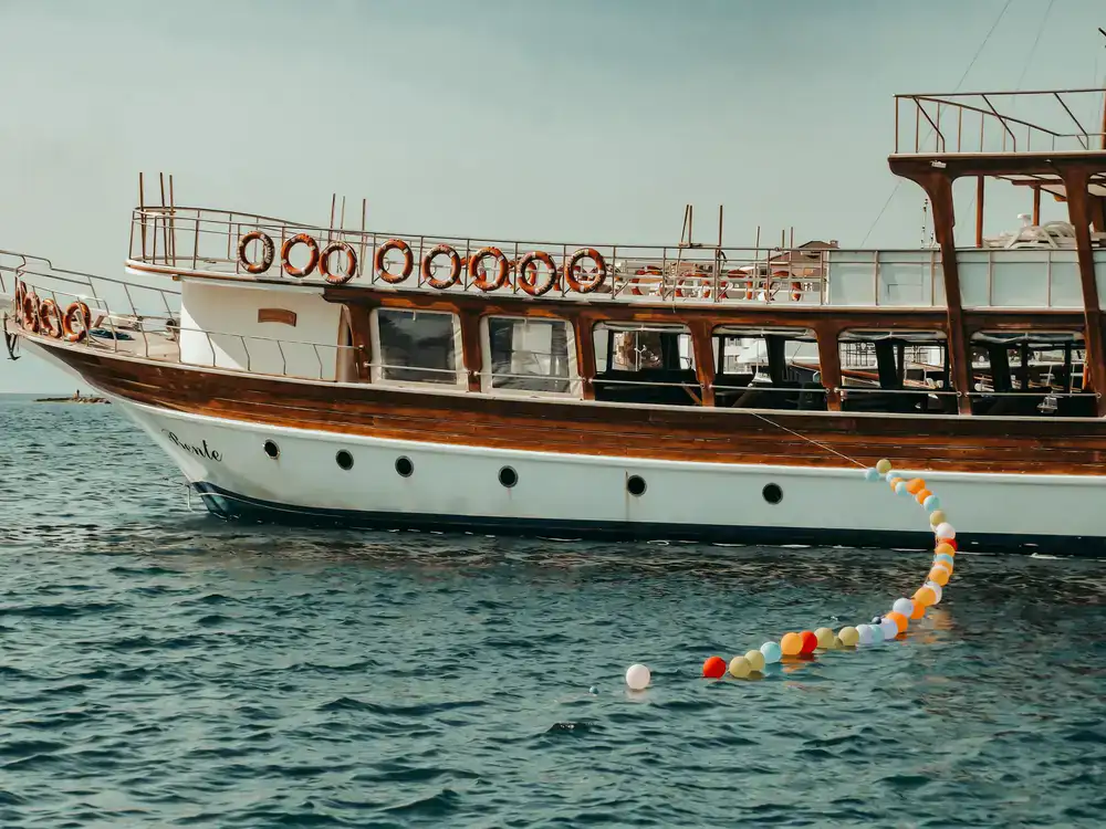 Group of people celebrating on the boat deck